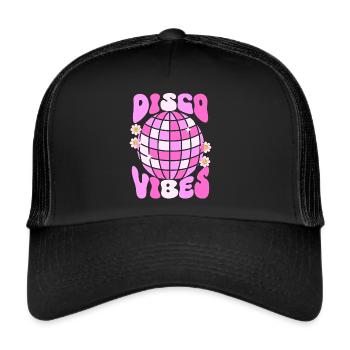 Disco Groovy Hippie des années 70 des années 80 Vintage Seventies - Casquette trucker  - noir/noir - Devant