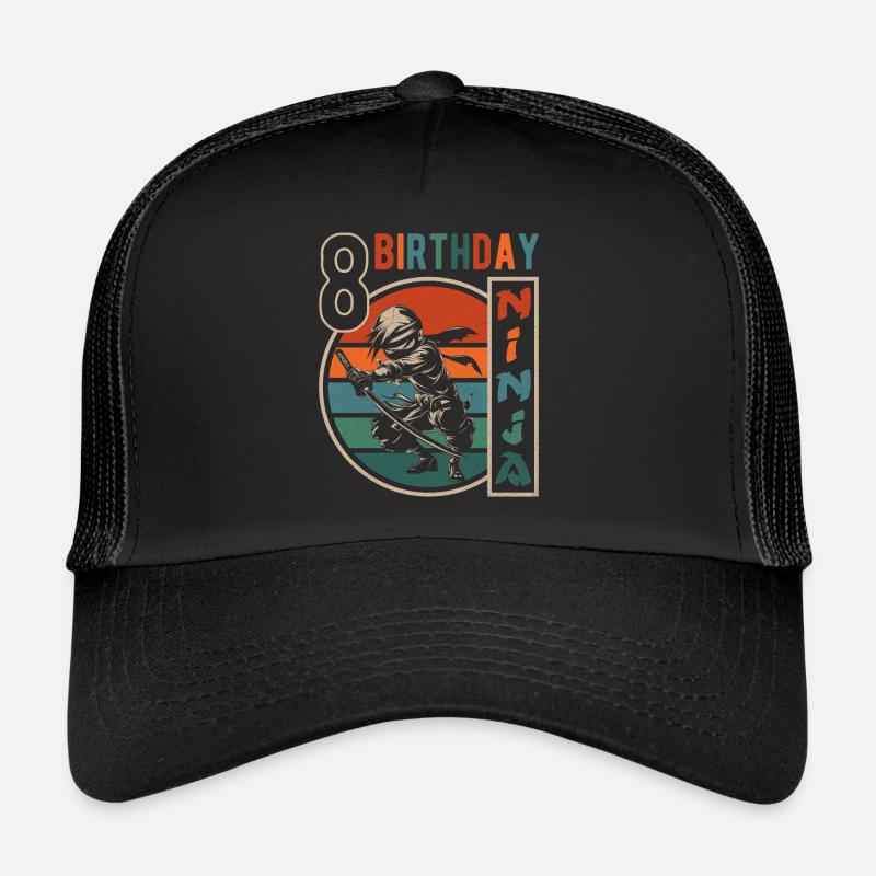 Retro Ninja 8th Birthday 8 Years Boy Gift Trucker Cap