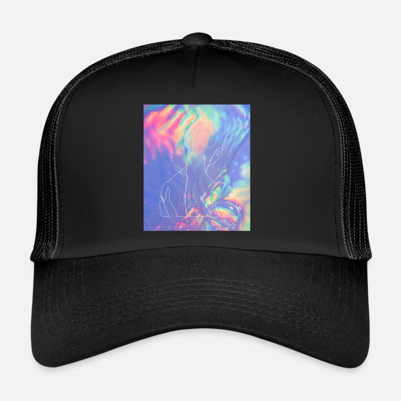 Purple Abstract Holographic Gradient - Trucker Cap - black/black
