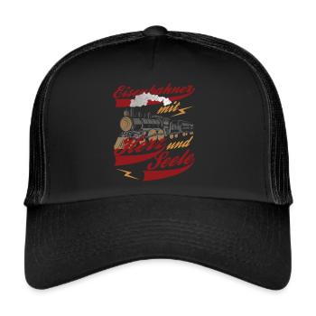 Eisenbahn Eisenbahner Vintage - Trucker Cap - Schwarz/Schwarz - Vorne