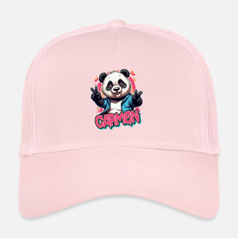 CARMEN - Schöner Mädchen Name mit coolem Panda Trucker Cap