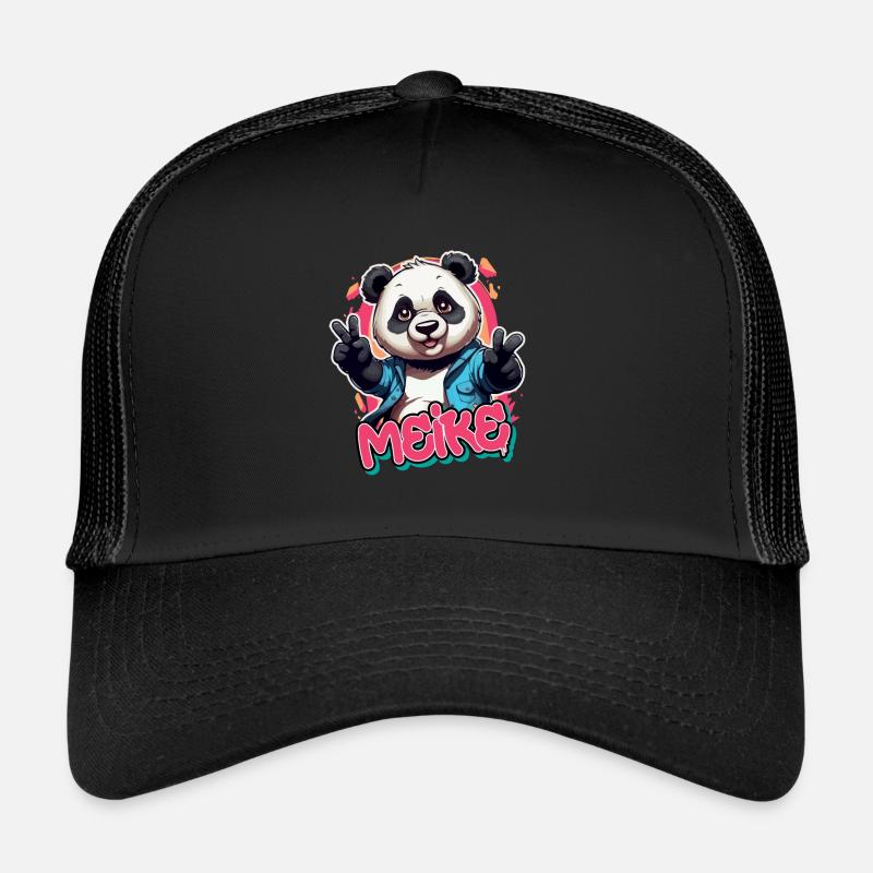 MEIKE - Schöner Mädchen Name mit coolem Panda Trucker Cap