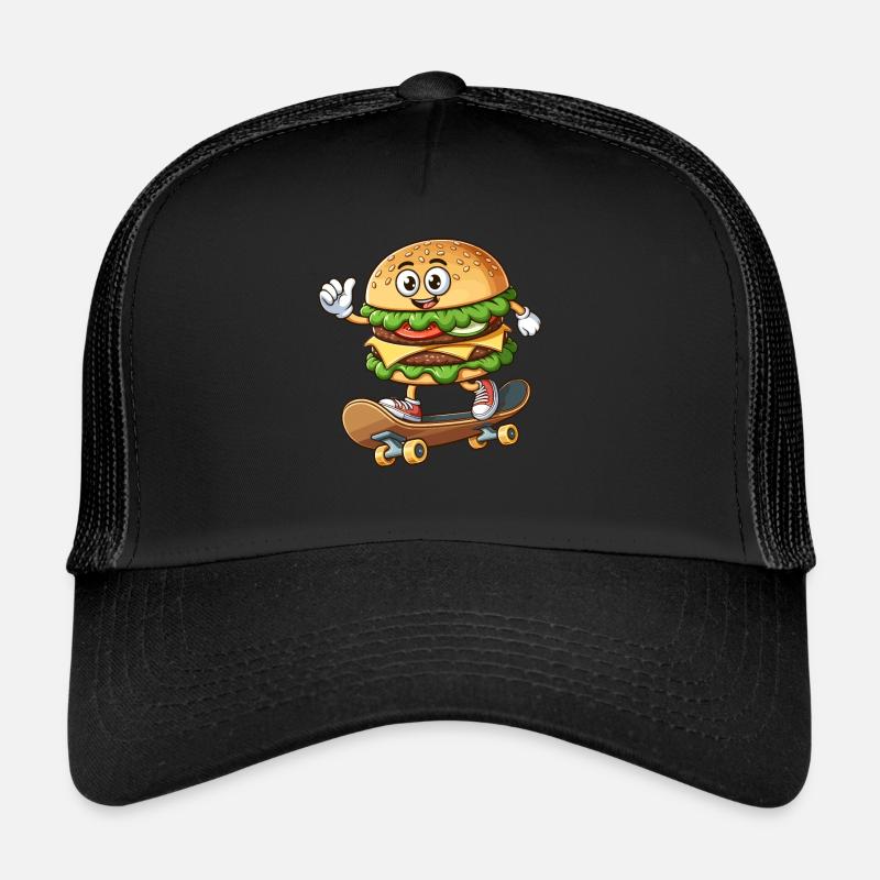 Hamburger on skateboard funny Trucker Cap