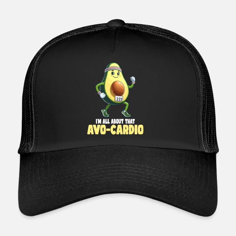 Running Avocado Avo-Cardio Joke - Trucker Cap - black/black