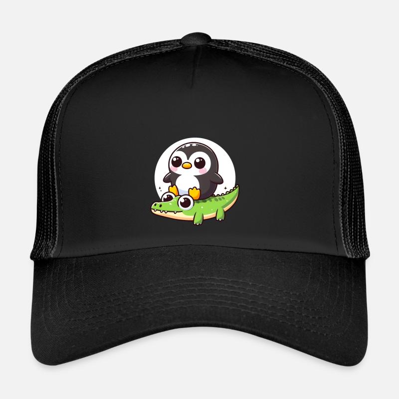 Penguin on crocodile Trucker Cap