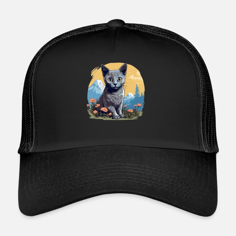 Russian Blue Cat Russisch Blau Katze Trucker Cap