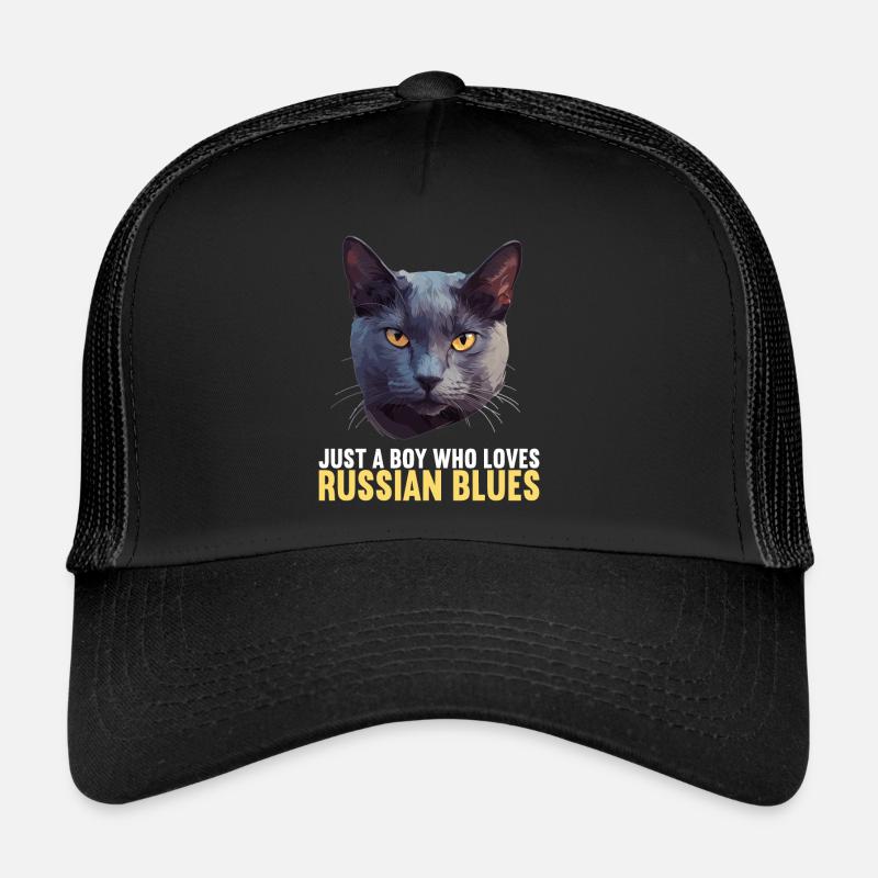 Chat bleu russe Russisch Blau Katze Casquette trucker 