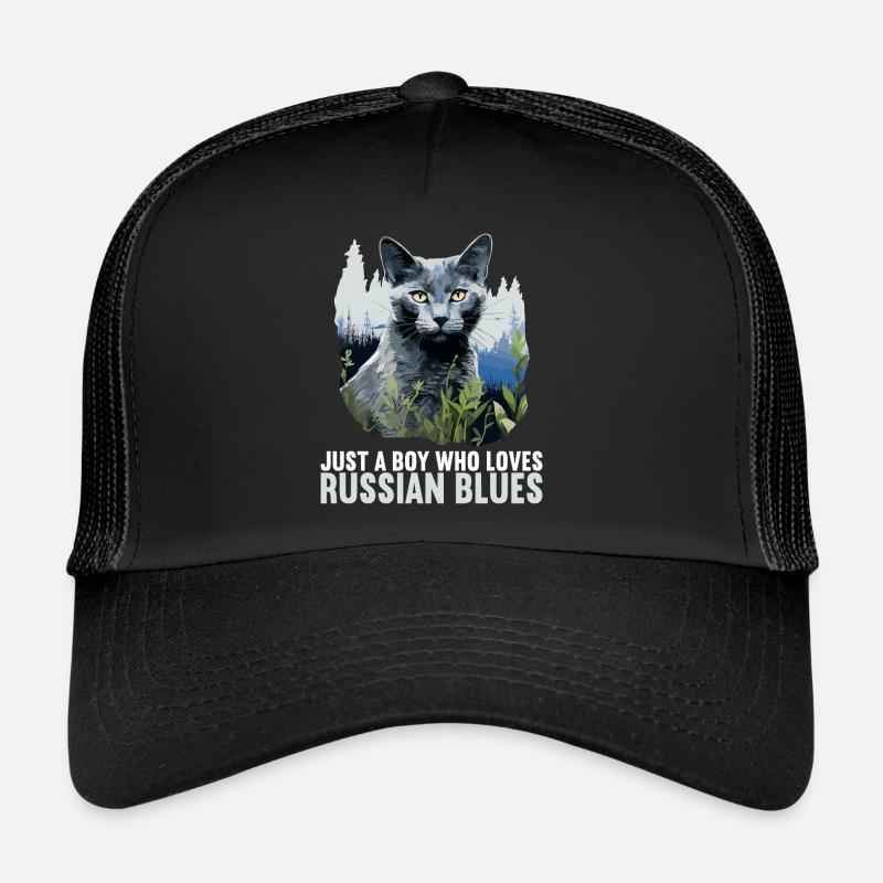Chat bleu russe Russisch Blau Katze Casquette trucker 