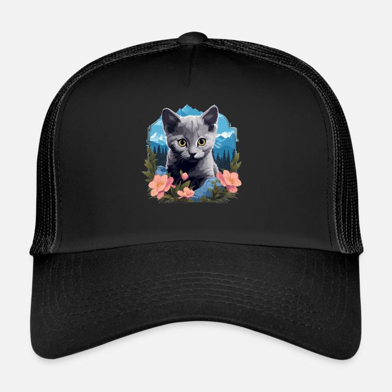 Russian Blue Cat Russisch Blau Katze Trucker Cap