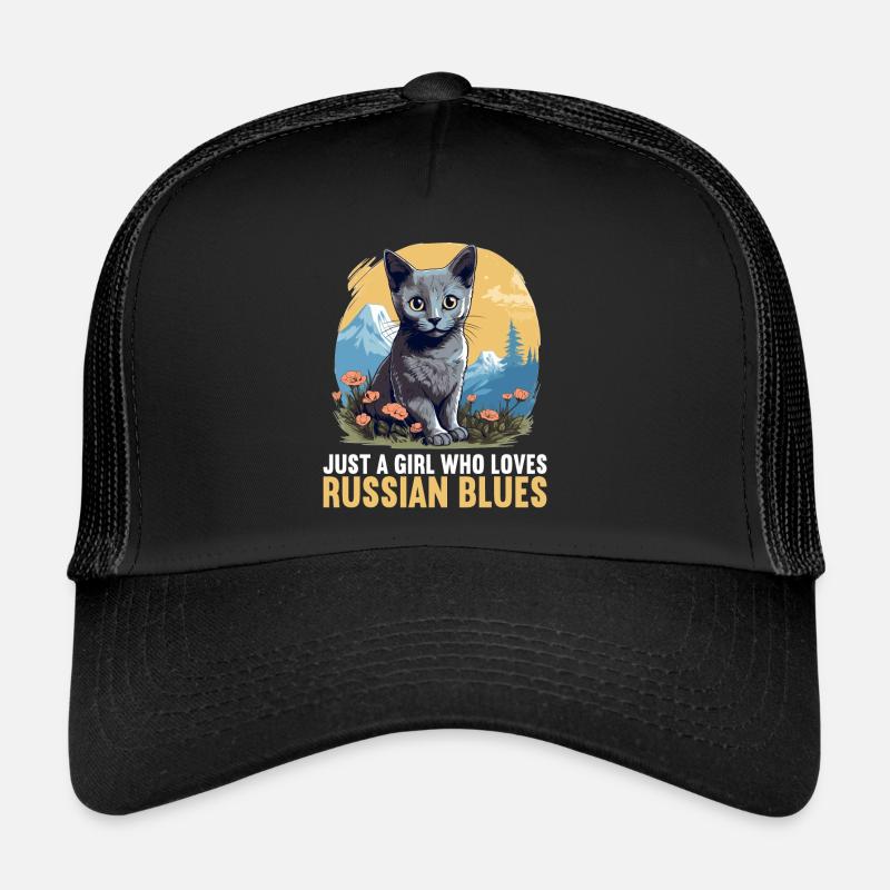 Chat bleu russe Russisch Blau Katze Casquette trucker 