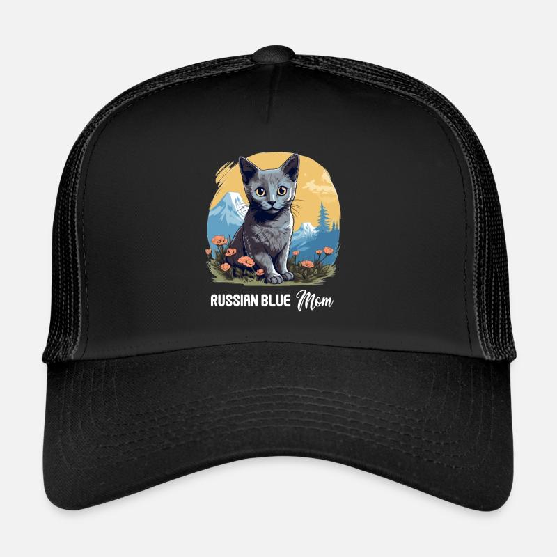 Chat bleu russe Russisch Blau Katze Casquette trucker 