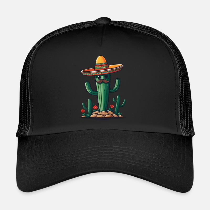 Cactus Fiesta Cacti With Sombrero Funny Design Trucker Cap
