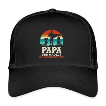 Team Super Papa und Töchter Vatertag Geschenk - Trucker Cap - Schwarz/Schwarz - Vorne