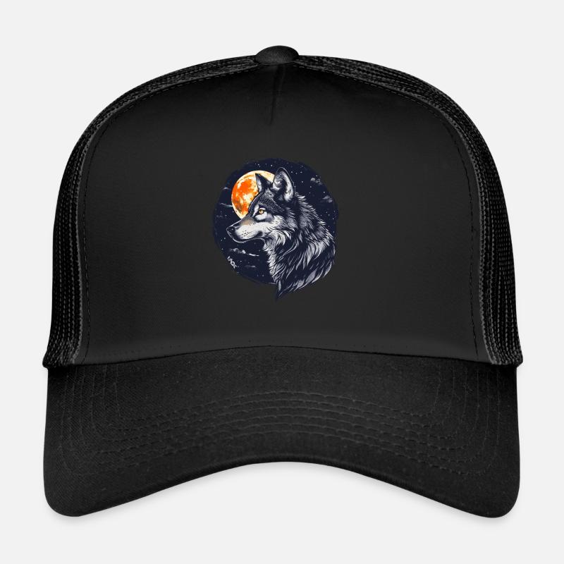 Loup et pleine lune Casquette trucker 