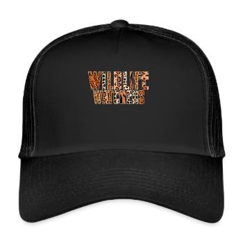 African Safari Zoo Safari Animal Pattern Print - Trucker Cap - black/black - Front