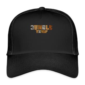 African Safari Zoo Safari Animal Pattern Print - Trucker Cap - black/black - Front