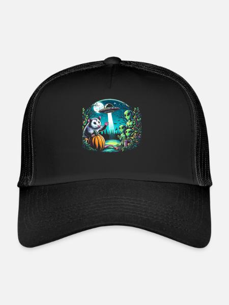 Funny possum wildlife animal lover garbage cat - Trucker Cap - black/black - Front