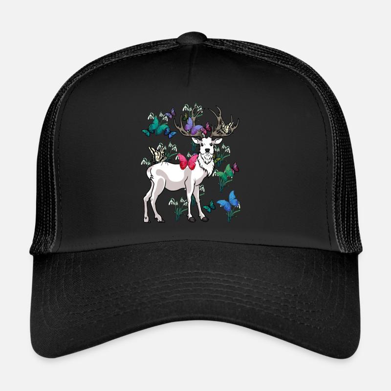 deer spring butterflies flowers nature Trucker Cap