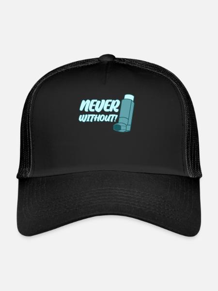 Inhalateur d’asthme asthmatique sifflant - Casquette trucker  - noir/noir - Devant