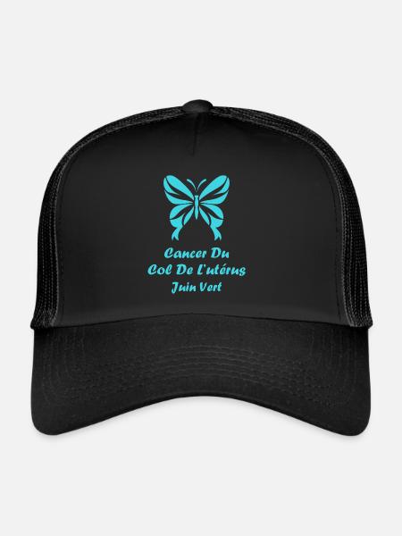 Sensibilisation au cancer du col de l'utérus - Casquette trucker  - noir/noir - Devant