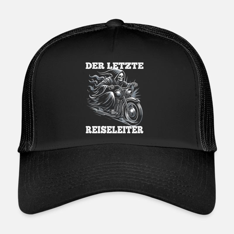 Skeleton Biker The Last Tour Guide Motorcycle Fan Trucker Cap