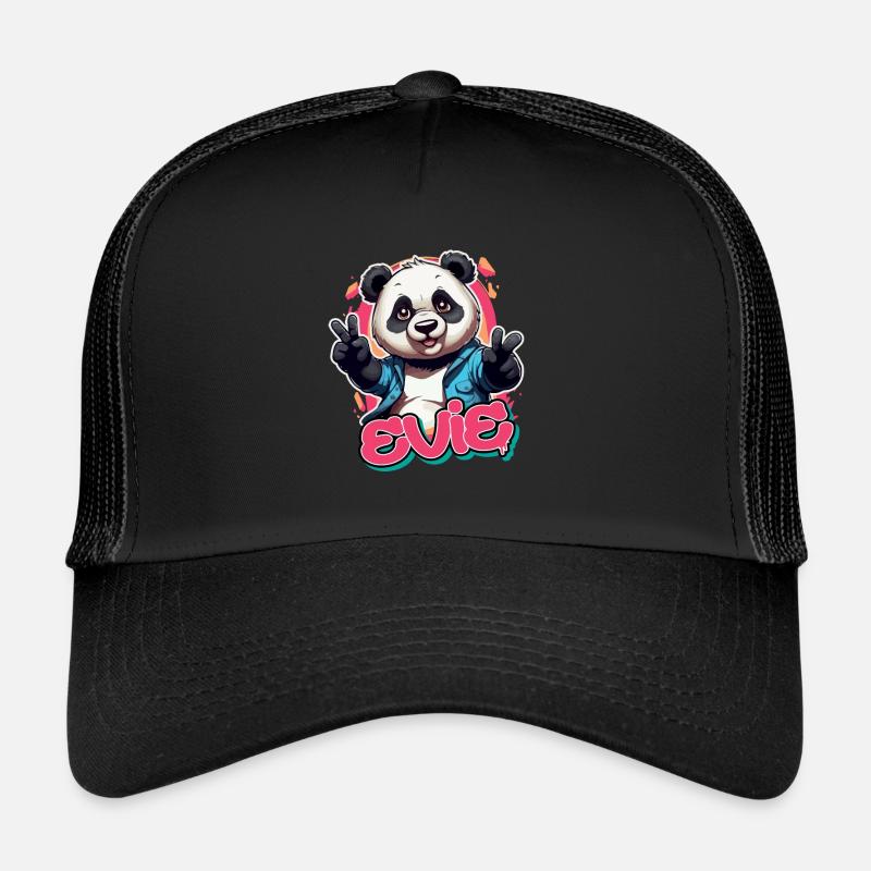 EVIE - Schöner Mädchen Name mit coolem Panda Trucker Cap