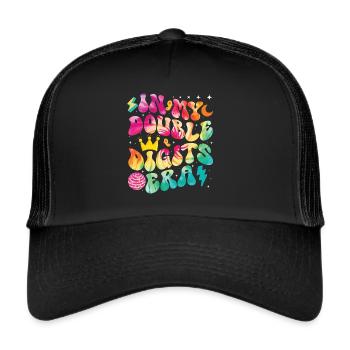 Double Digit Birthday Decoration Girls 10 - Trucker Cap - black/black - Front