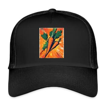 Carotte Carotte Jardin de carottes Végétalien Végétarien - Casquette trucker  - noir/noir - Devant