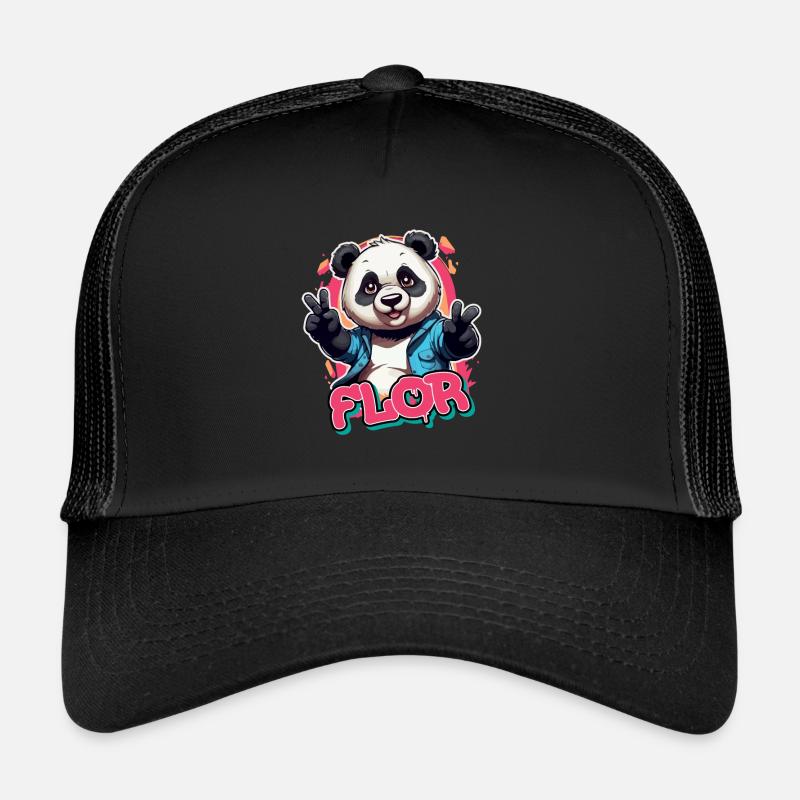 FLOR - Schöner Mädchen Name mit coolem Panda Trucker Cap