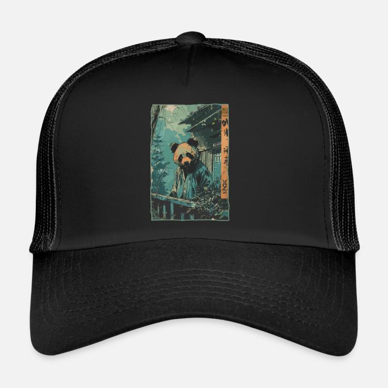 Bambuswald und Panda in China - Trucker Cap - Schwarz/Schwarz
