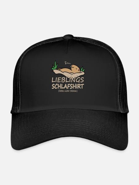 Official Sleeping Groundhog Sleep Shirt - Trucker Cap - black/black - Front