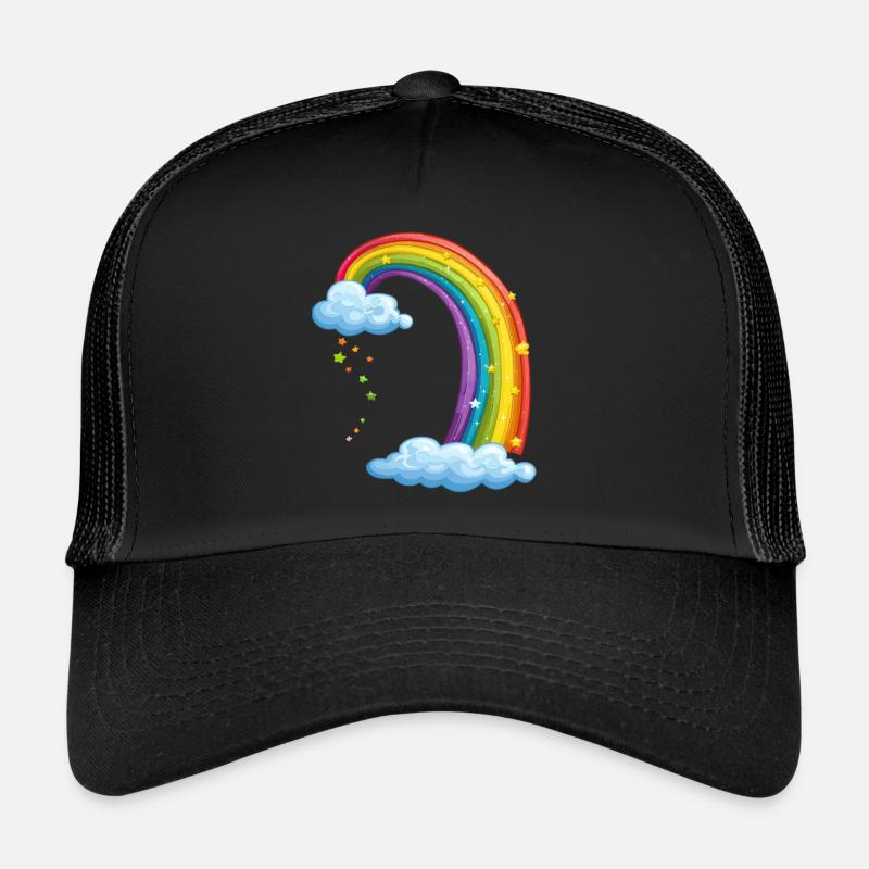 Bunter Regenbogen Mit Wolken Zeichnung Trucker Cap