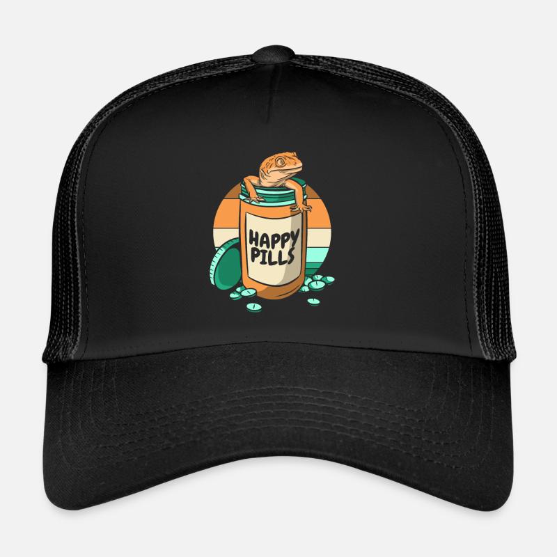 Happy Pills Lizard Gekkota Crested Leopard Gecko Trucker Cap
