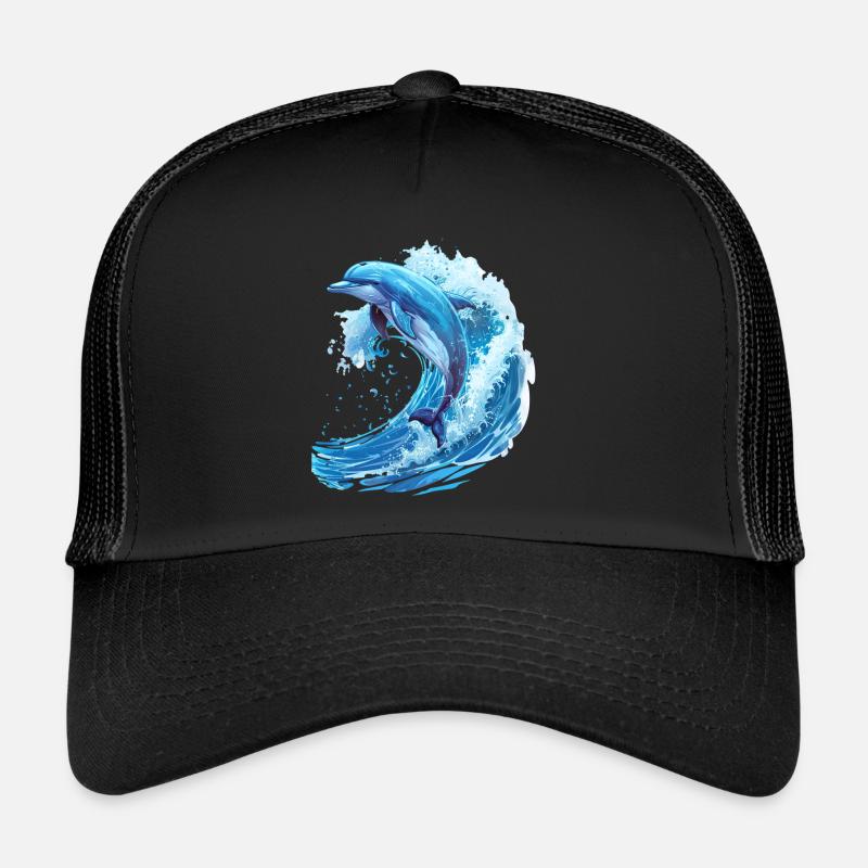 Dauphin sauteur dans la vague bleue Casquette trucker 