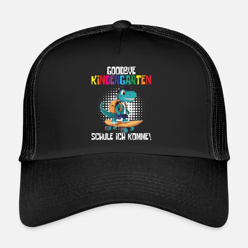 Schültüte Einschulung Dino Schulanfang - Trucker Cap - Schwarz/Schwarz