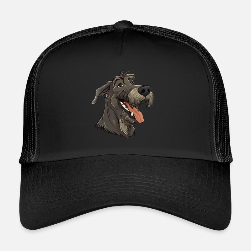 Irischer Wolfshund | Irish wolfhound | Cartoon - Trucker Cap - Schwarz/Schwarz
