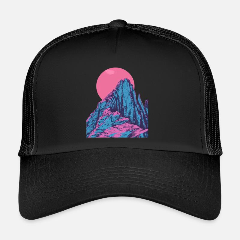 Pink moon over mystical mountains Trucker Cap