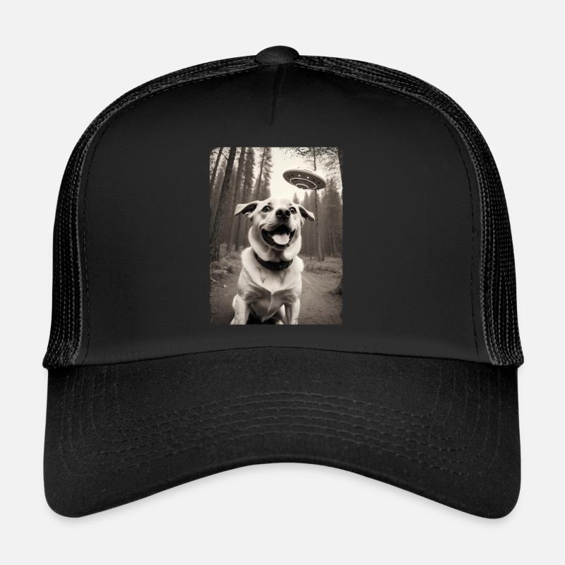 Hunde Selfie mit Außerirdischem Raumschiff Design Trucker Cap