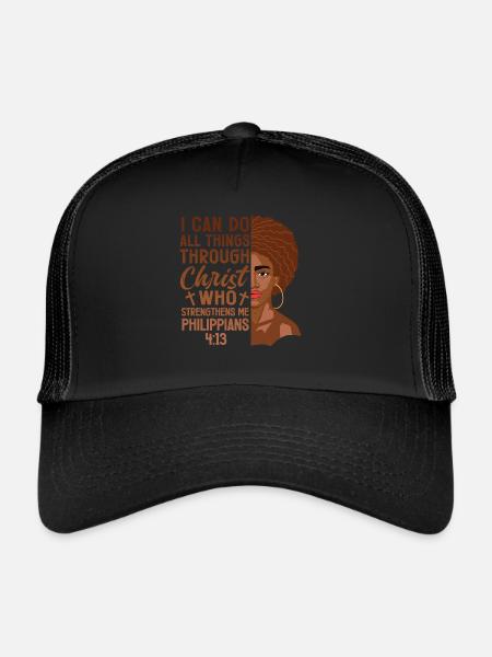 Je peux tout faire par Christ Afro-Américain - Casquette trucker  - noir/noir - Devant