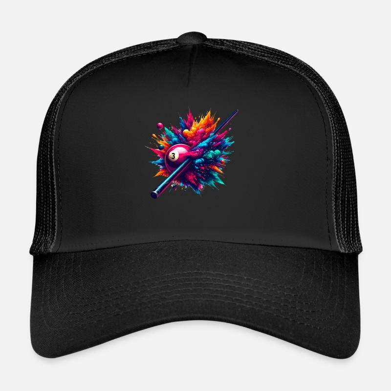 Colorful Billiard Pool Player Snooker Billiards - Trucker Cap - black/black