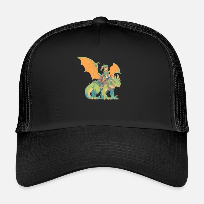 Drache Leprechaun St. Patricks Day Drache Kinder - Trucker Cap - Schwarz/Schwarz