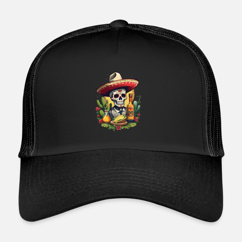 Skull Cinco De Mayo Funny Mexico Design Trucker Cap
