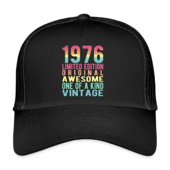Limited Edition seit 1976 Geburtstag Vintage 1976 - Trucker Cap - Schwarz/Schwarz - Vorne