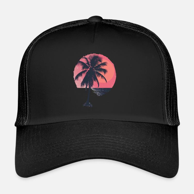 Sunny Palm Trees Sunset Trucker Cap