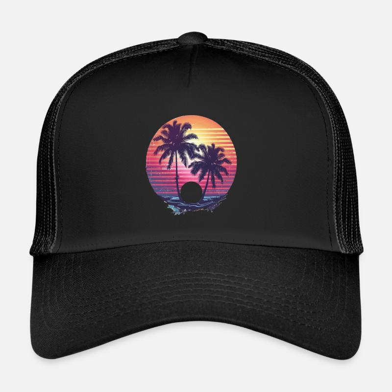 Sunny Palm Trees Sunset Trucker Cap