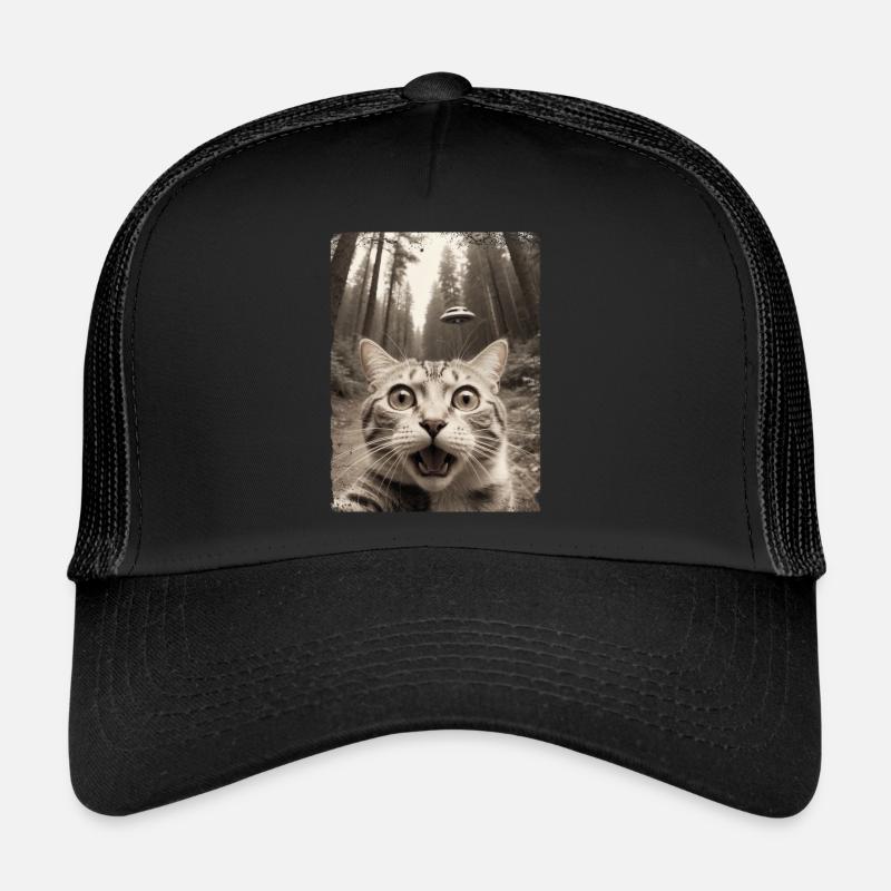 Vaisseau spatial extraterrestre Selfie de chat drôle Casquette trucker 