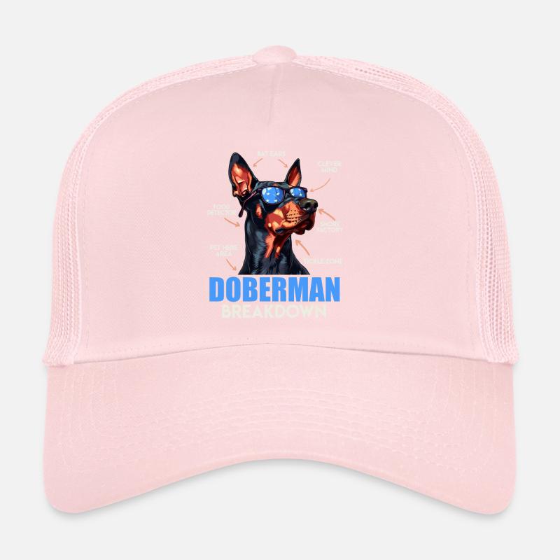 DOBERMAN BREAKDOWN Doberman Owner Funny Trucker Cap