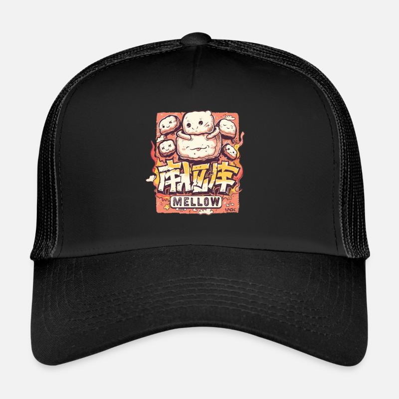 Sanfte Marshmallows im Kawaii-Stil - Trucker Cap - Schwarz/Schwarz