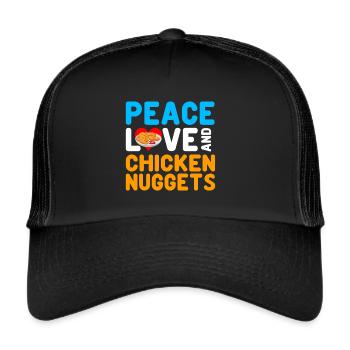 Hühnernuggets Lustiger Fastfood Nugget Liebhaber - Trucker Cap - Schwarz/Schwarz - Vorne