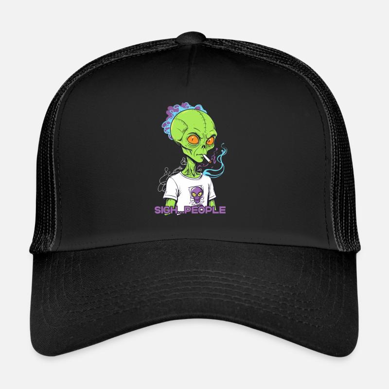 Drôle d’extraterrestre disant la fumée de cigarette Casquette trucker 
